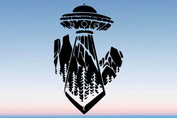 Mountain Spaceship UFO Trippy Svg PNG Review